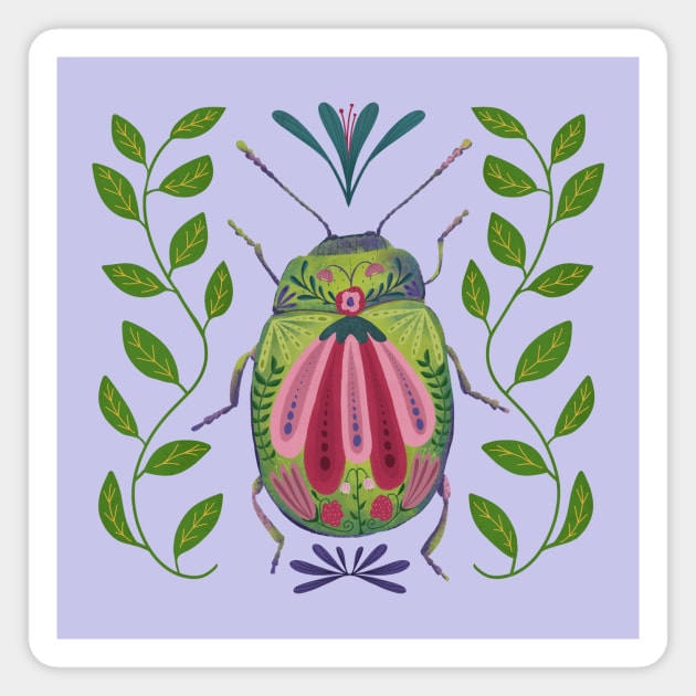 Pretty Insect with Flowers Magnet by Kathy Osborne Studio